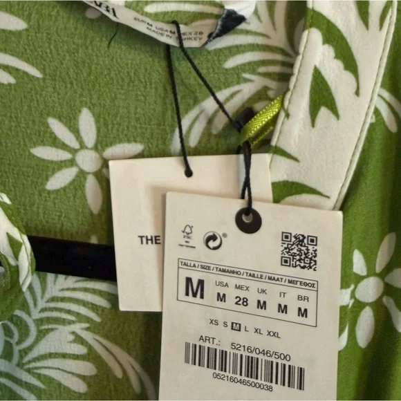 ZARA WOMAN MIDI BELTED PRINTED DRESS FLOWY GREEN | 5216/046 | SIZE: MEDIUM - Picture 7 of 7